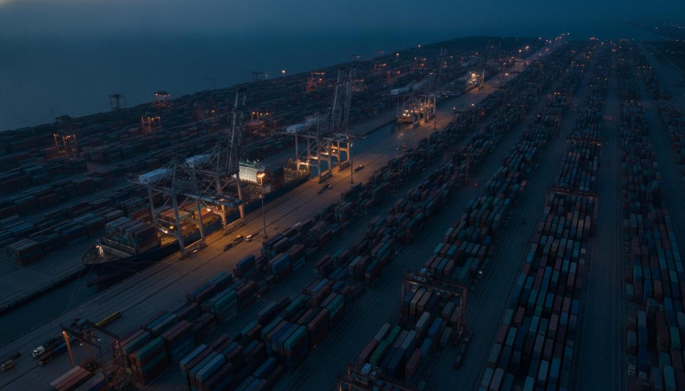 Container yard, photoreal