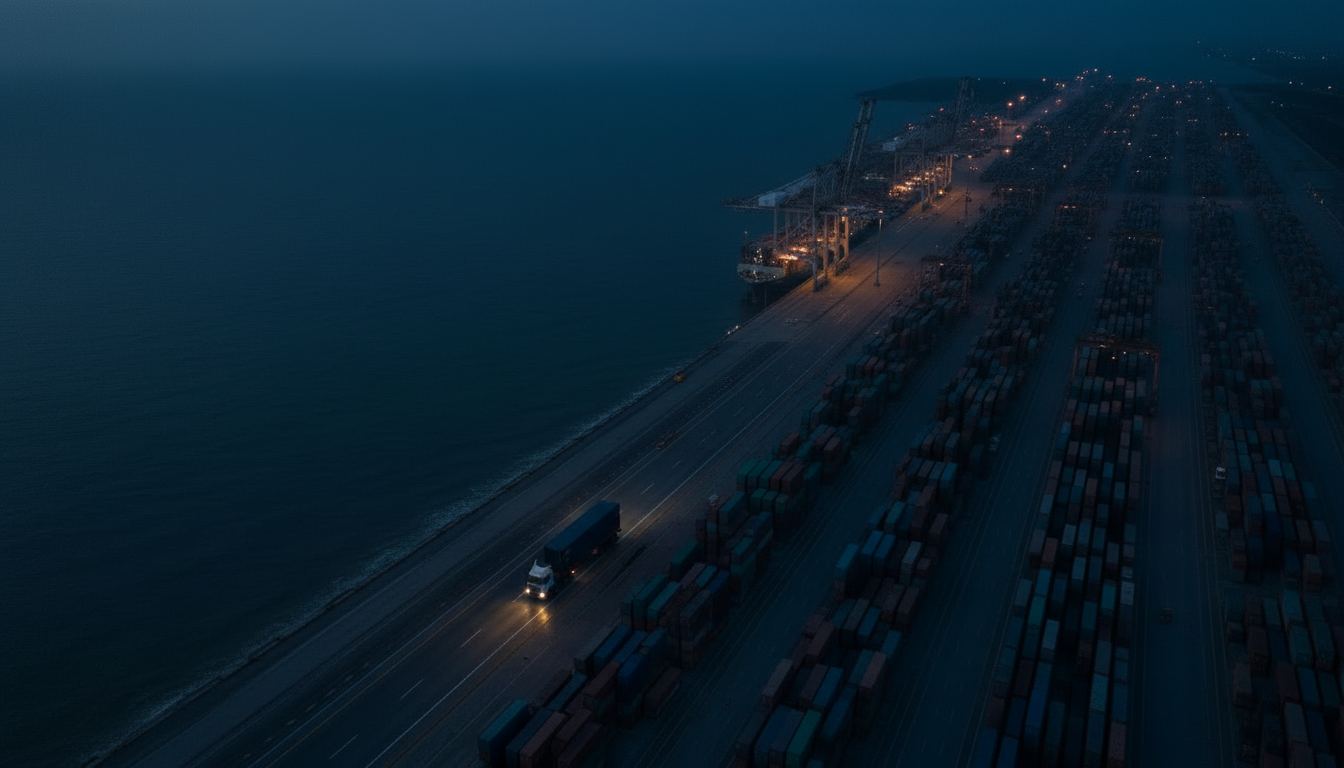 A container truck heading for the port